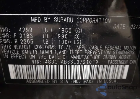 2020 Subaru Impreza 5-Door from USA, damaged, VIN 4S3GTAB68L3721019